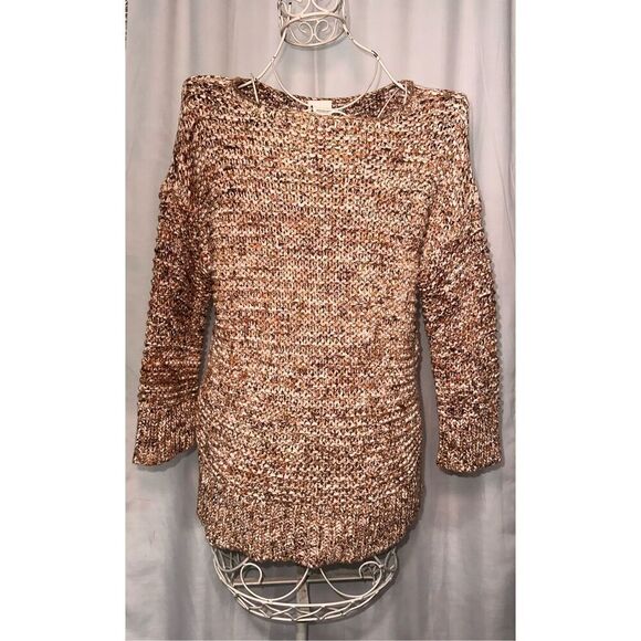 Beautiful WOMEN CHICO’S Chicos Chunky Knit Marled Sweater Brown Knit Bohemian Wo - Picture 1 of 8